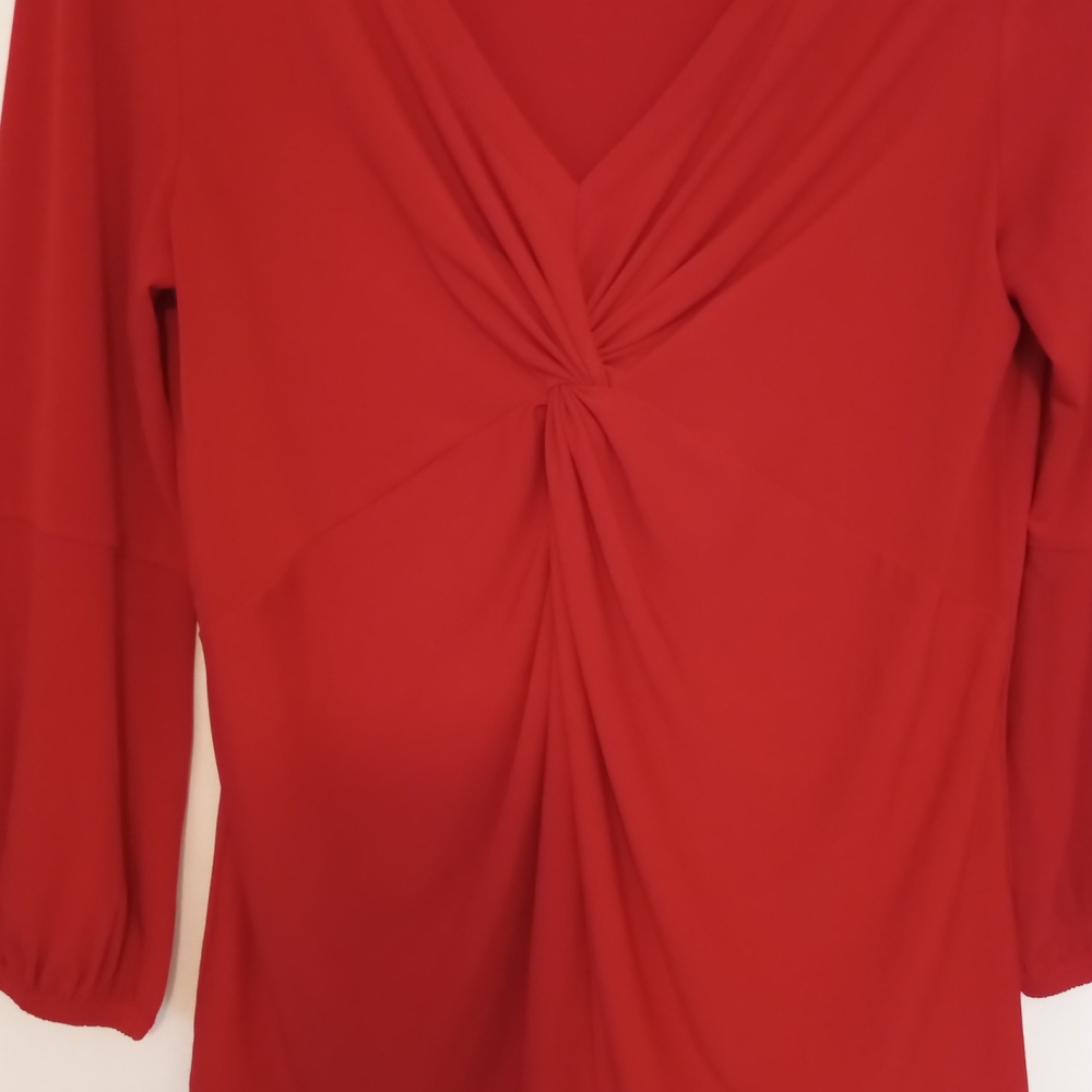 Rafaella Red Ruched 3/4 Sleeve Blouse
